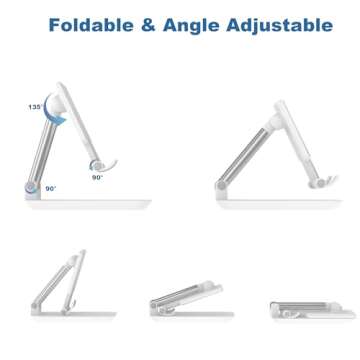 Adjustable Phone Stand for Desk - Foldable & Portable