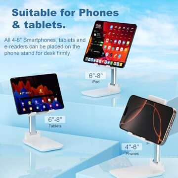 Adjustable Phone Stand for Desk - Foldable & Portable