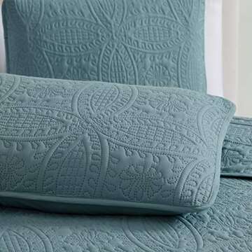 Mellanni King Bedspread Coverlet Set - Bedding Cover with Shams - Ultrasonic Quilting Technology - 3 Piece Oversized Quilt Set - Bedspreads & Coverlets (King, Spa Blue)