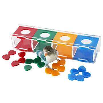 Bird Trick Tabletop Interactive Toys，Parrot Acrylic Intelligence Training Toys，Conure Chew Coin Foraging Toys，Pet Education Play Gym Playground Activity Cage Foot Toy for Macaws African Grey Cockati