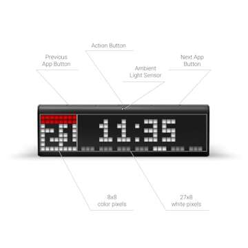 LaMetric TIME Wi-Fi Clock for Smart Home - Social Media Counter - Cinema Lightbox - Digital Alarm Clock with Weather - Retro Pixel Art Bluetooth Speaker with 37x8 LED Display