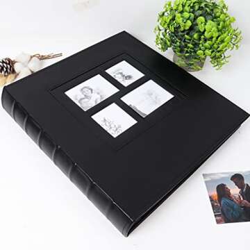 RECUTMS Photo Album 4x6 600 Photos Black Pages Large Capacity Leather Cover Wedding Family Photo Albums Holds 600 Horizontal and Vertical Photos (Black)