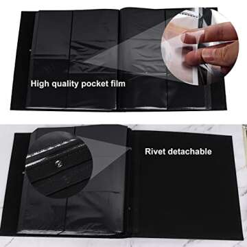 RECUTMS Photo Album 4x6 600 Photos Black Pages Large Capacity Leather Cover Wedding Family Photo Albums Holds 600 Horizontal and Vertical Photos (Black)