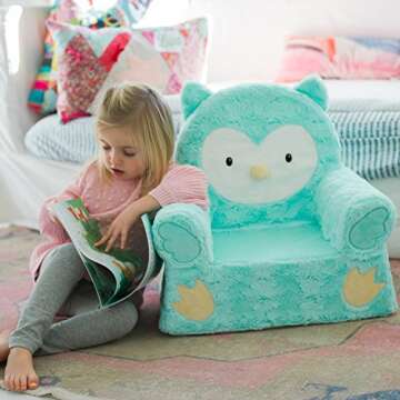 Sweet Seats 51741 Animal Adventure Character Chair, Teal Owl, Larger :14" x 19" x 20"