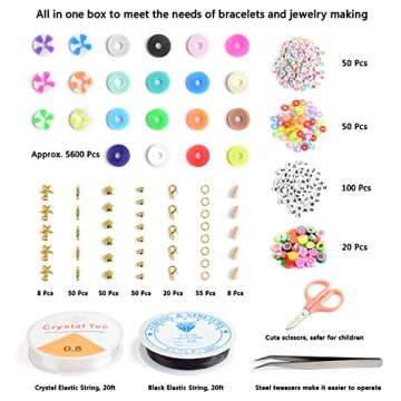 Clay Beads for Bracelet Making Kit, 6000 Pcs Necklace Jewelry DIY for Girls Ages 4-12