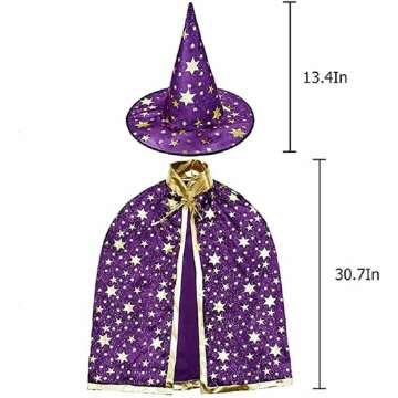 Halloween Costumes Cosplay Kids Wizard Party Costume Cloak Fancy Dress Witch Cape With Hat for Boys, Girls, Toddlers