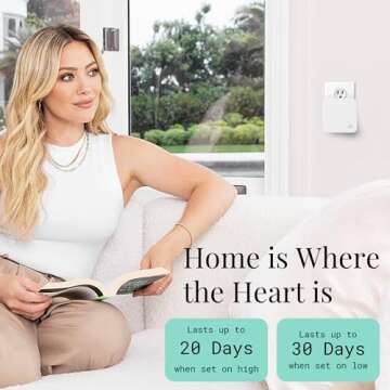 Hilary Duff Below 60 Plug In Scent Diffuser for Small Spaces, Sleek, Low-Profile Design | Home Fragrance System Starter Kit, Essential Oil Plug-Ins for Aromatherapy with 3 Nature-Inspired Scents