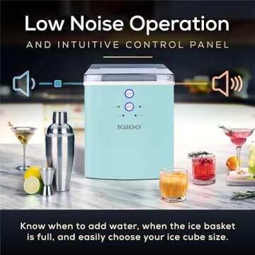 Igloo Electric Countertop Ice Maker Machine - Automatic and Portable - 33 Pounds in 24 Hours - Ice Cube Maker - Ice Scoop and Basket - Ideal for Iced Coffee and Cocktails - Aqua