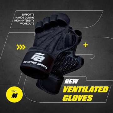 Fit Active Sports Weight Lifting Workout Gloves with Built-in Wrist Wraps for Men and Women - Great for Gym Fitness, Cross Training, Hand Support & Weightlifting