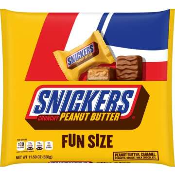 SNICKERS Crunchy Peanut Butter Squared Fun Size Chocolate Halloween Candy Bars, 11.5 Oz Bag