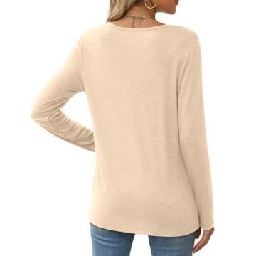 XIEERDUO Womens Long Sleeve T Shirts Loose Fit Basic Tees Leisure Daily Wear Apricot S