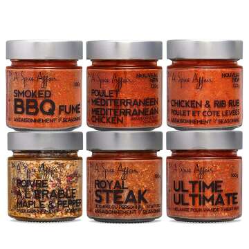 A Spice Affair's Bold BBQ Spices and Seasonings Set — 6 Pack Barbecue Grilling Spices — BBQ Rubs and Spices Gift Set, Steak Seasoning, Meat Rub, Maple Pepper Seasoning, Mediterranean Chicken Seasoning