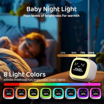 ANTOKING Kids Alarm Clock, Ok to Wake Clock with Night Light and Sound Machine for Boys and Girls, Sleep Training Clock for Toddlers, Nap Timer, Snooze