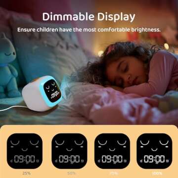 ANTOKING Kids Alarm Clock, Ok to Wake Clock with Night Light and Sound Machine for Boys and Girls, Sleep Training Clock for Toddlers, Nap Timer, Snooze