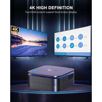 KAMRUI Mini PC Computers, AK1 PRO 12GB RAM 256GB SSD Mini Desktop Computer Intel Celeron N5105 CPU, 4 Core Micro PC Computer, Desktop PC 4K, Support 2.5’’ SSD, 2.4G/ 5.0G WiFi, Gigabit Ethernet, HTPC