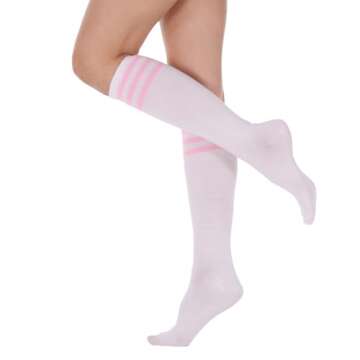 DRESHOW Cotton Knee High Socks for Women - 3 Pairs