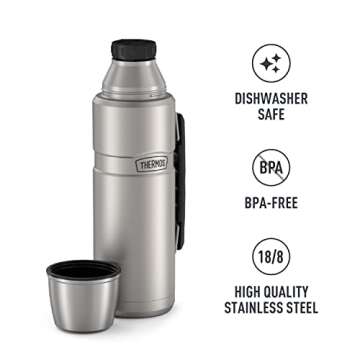 THERMOS Stainless King Vacuum-Insulated Beverage Bottle, 40 Ounce, Matte Stainless Steel