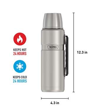 THERMOS Stainless King Vacuum-Insulated Beverage Bottle, 40 Ounce, Matte Stainless Steel