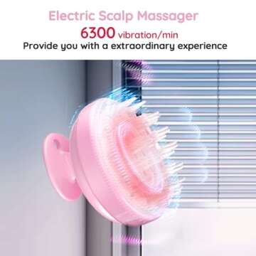 Electric Cordless Hair Scalp Massager, Portable Head Scratching Scrubber with 2 Modes Vibration Comb for Hair Growth