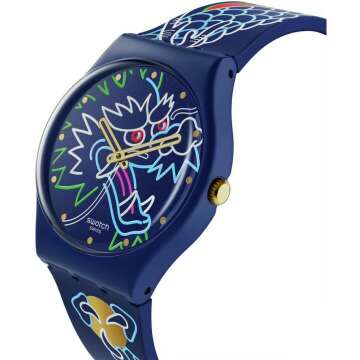 Blue Bio-Sourced Quartz Watch - Dragon in Waves