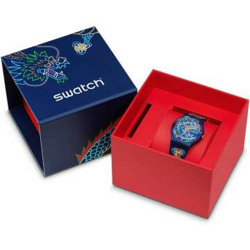 Blue Bio-Sourced Quartz Watch - Dragon in Waves