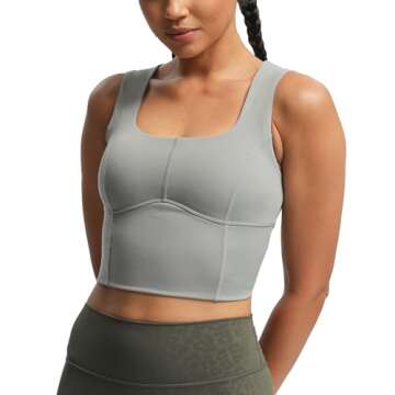 Aoxjox Women's Workout Longline Every Tank Top Fitness Padded Training High Impact Gym Sports Bras Yoga Crop (Grey, Small)