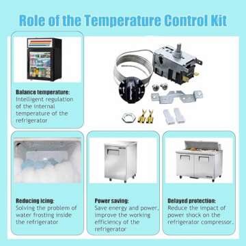 988284 Refrigerator Thermostat Temperature Control Kit Compatible for True Refrigerators 077B6856 Freezer Thermostat， Fit for TSSU, TUC, TWT, TPP, GDM, GEM,TBB, TCM, TDD, TGU, TGW, TMC, TRCB