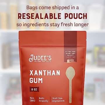 Judee's Xanthan Gum - 8 oz - Baking Supplies - Delicious and 100% Gluten-Free - Great for Keto Syrups, Soups, and Sauces - Enhances Texture and Thickens Dough and Baked Goods