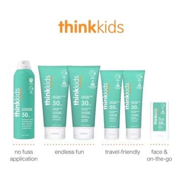 Thinksport Kids SPF 30 Mineral Sunscreen Stick, 0.64 Oz, Safe, Natural, Water Resistant Reef Safe Sunscreen for Children, Broad Spectrum UVA/UVB Sun Screen, Travel Stick for Sun Protection