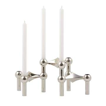 Stoff Nagel Candle Holder, Metal, Silver, 6.5 x 10.2 cm