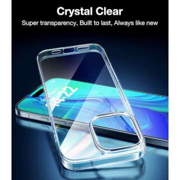 TORRAS Clear Case for iPhone 16 Pro Max Case, [Ultra-Thin] [Anti-Yellowing] [Military Drop Protective] Slim Soft Silicone TPU Cover for iPhone 16 ProMax Phone Case 6.9 Inch, Clear