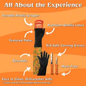 Halloween Moments Pumpkin Scraper Glove – As Seen On Shark Tank - Mess Free and Fun Pumpkin Carving Kit – Carve and Clean Jack-O-Lantern Guts with Ease and Zero Mess on Your Hands!