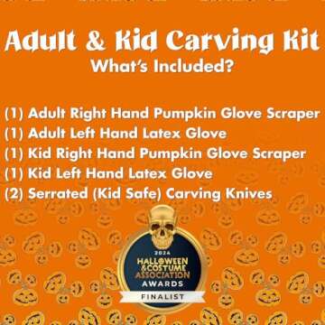 Halloween Moments Pumpkin Scraper Glove – As Seen On Shark Tank - Mess Free and Fun Pumpkin Carving Kit – Carve and Clean Jack-O-Lantern Guts with Ease and Zero Mess on Your Hands!