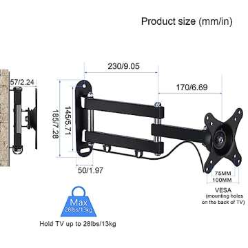 Suptek Full Motion TV Wall Mount for 15-32 inch LED, LCD