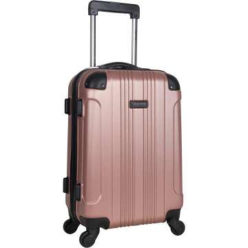 Kenneth Cole REACTION Out Of Bounds Lightweight Durable Hardshell 4-Wheel Spinner Cabin Size Travel Suitcase, Rose Gold, OS