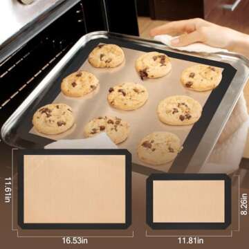 Silicone Baking Mat, 3 Pack Reusable Baking Mat, Non-Stick, Food Safe Silicone Mats for Baking, Oven Baking Sheet for Making Cookies, Macaroons, Bread