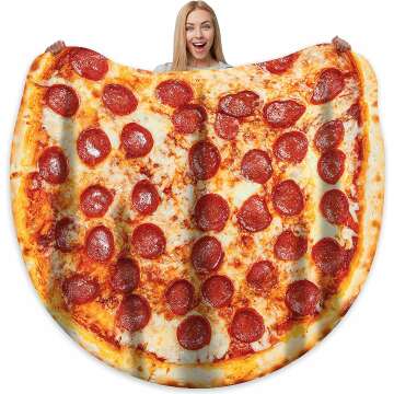Pizza Blanket Adult Kdis Size Double Sided Funny Realistic Food Personalized Throw Blanket Novelty Gift for Everyone 300 GSM Soft Flannel 60 inches Red…