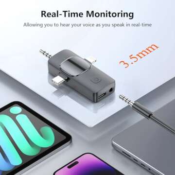 3 in 1 Wireless Lavalier Microphone for iPhone iPad Android Camera,USB C Microphone, Mini Microphone with Noise Reduction 6-Hour Battery,Lavalier Mic for video recording Interview Vlog YouTube