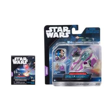 STAR WARS Micro Galaxy Squadron Mace Windu’s Jedi Interceptor Mystery Bundle - 3-Inch Light Armor Class and Scout Class Vehicles with Accessories (Amazon Exclusive)