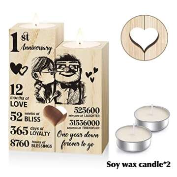 1st Anniversary Wedding Gifts for Wife, Couples Gifts Candlestick,1st 1 Year Wedding Anniversary Birthday Gifts for Wife from Husband,Wedding Anniversary Presents for Girlfriend,One Year for Her