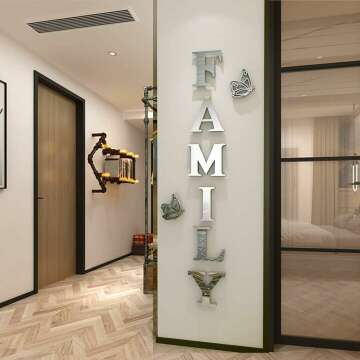 Doeean Family Wall Decor Letter Signs - Elegant Acrylic Mirror Stickers