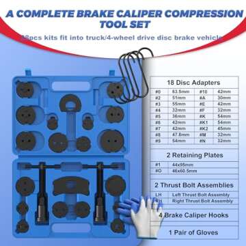 EVERESTWAY Heavy Duty Disc Brake Piston Caliper Compressor Wind Back Tool Universal Sets for Brake Pad Replacement with Hanger Hooks-28 Pieces