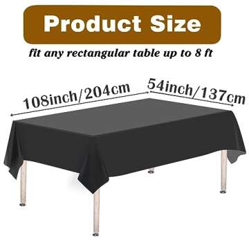 Kopokita 2PCS Black Plastic Tablecloths 54 x 108 Inch, Disposable Table Cloths Rectangle Party Table Covers