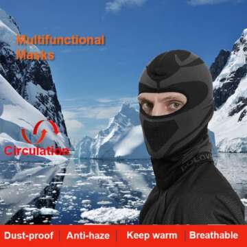 Zsling Ski Mask, Balaclava Winter Full Face Mask for Men and Women Cold Weather Gear -Skiing, Snowboarding, Motorcycle Riding Running Black