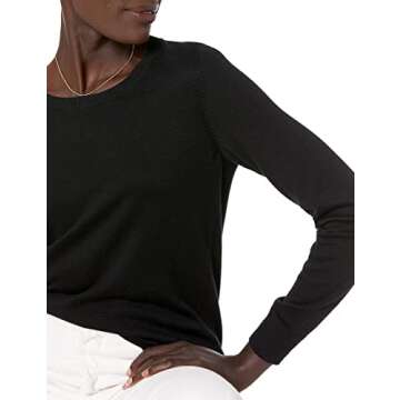 Amazon Essentials Women's Long-Sleeve Lightweight Crewneck Sweater (Available in Plus Size), Black, X-Small