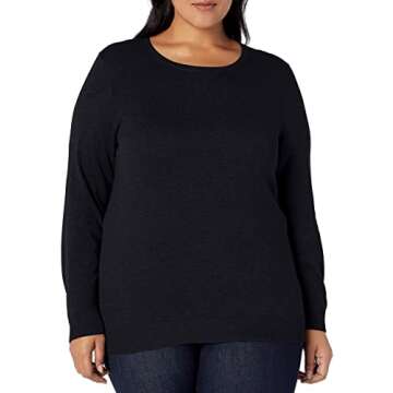 Amazon Essentials Women's Long-Sleeve Lightweight Crewneck Sweater (Available in Plus Size), Black, X-Small