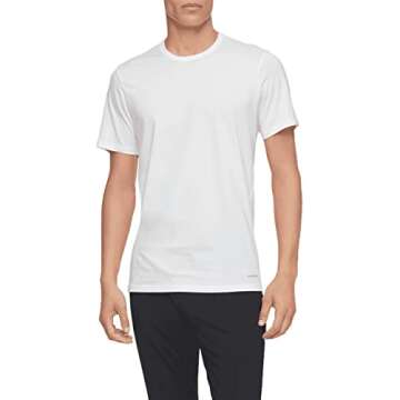 Calvin Klein Mens 100% Cotton T-Shirt Packs 5 White - Short Sleeve Crewneck L