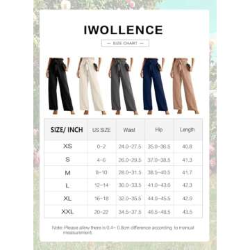 IWOLLENCE Women's Wide Leg Pants with Pockets High Waist Adjustable Knot Loose Casual Trousers Teacher Outfits Pants Dragon Fruit red Medium