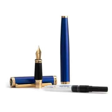 BEILUNER Luxury Blue Fountain Pen with 24K Gold Finish