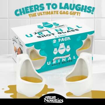 Urinal Shot Glasses Set of 2 - Fun Party Gag Gifts